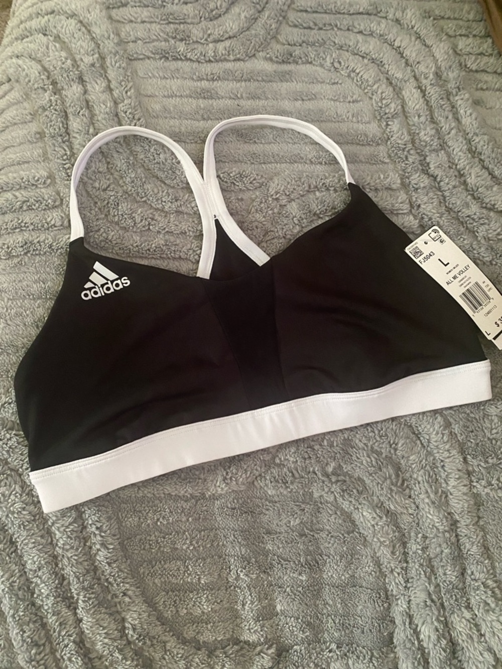 adidas Black & White Racerback Swim Bikini Top